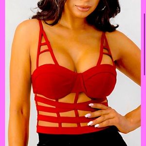 Red strapped top